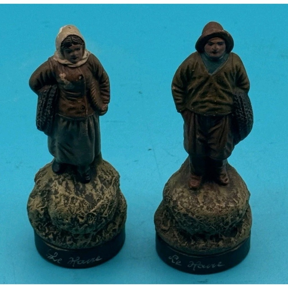 Terracotta Figurines French Fisherman and Women Le Havre Lot‎ Of 2